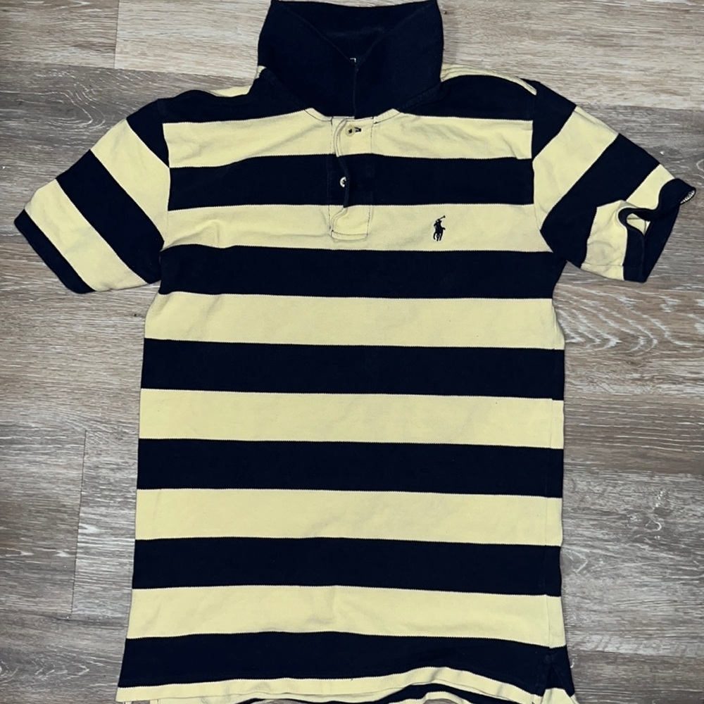 Polo Boys Lg 16/18 yellow navy no stains no pets